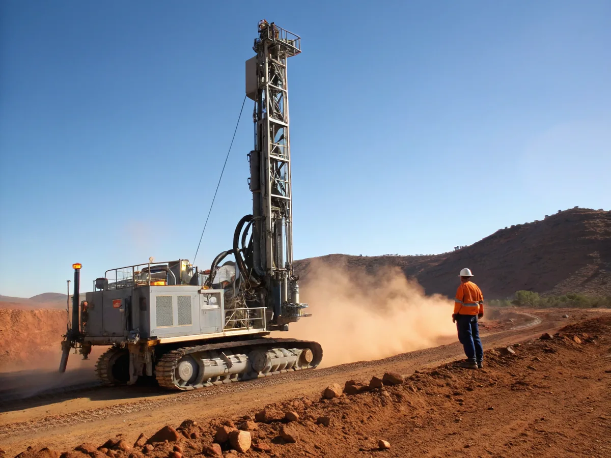 A blast-hole drill rig on a mine bench